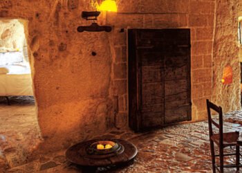 Walking in a medieval cave