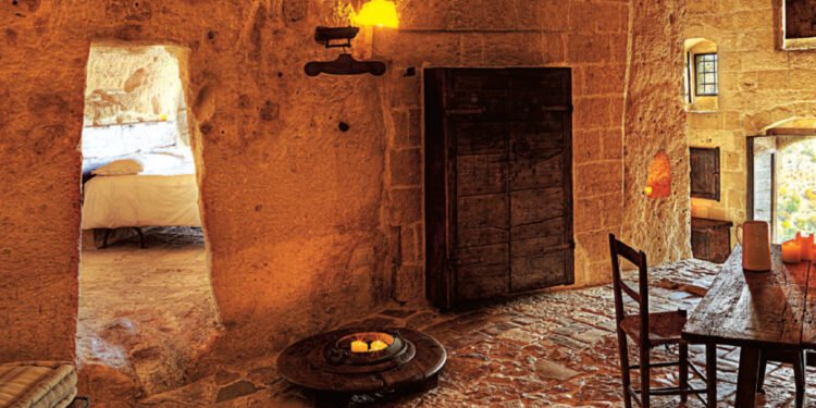 Walking in a medieval cave